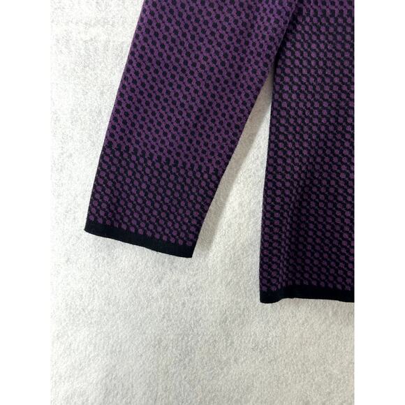 Pendleton Size Large Cardigan Sweater Houndstooth Merino Wool Purple Black - Picture 6 of 10